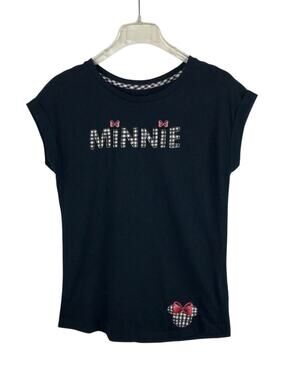 Disney Minnie Mouse Black Applique & Graphic Bow Short Sleeves